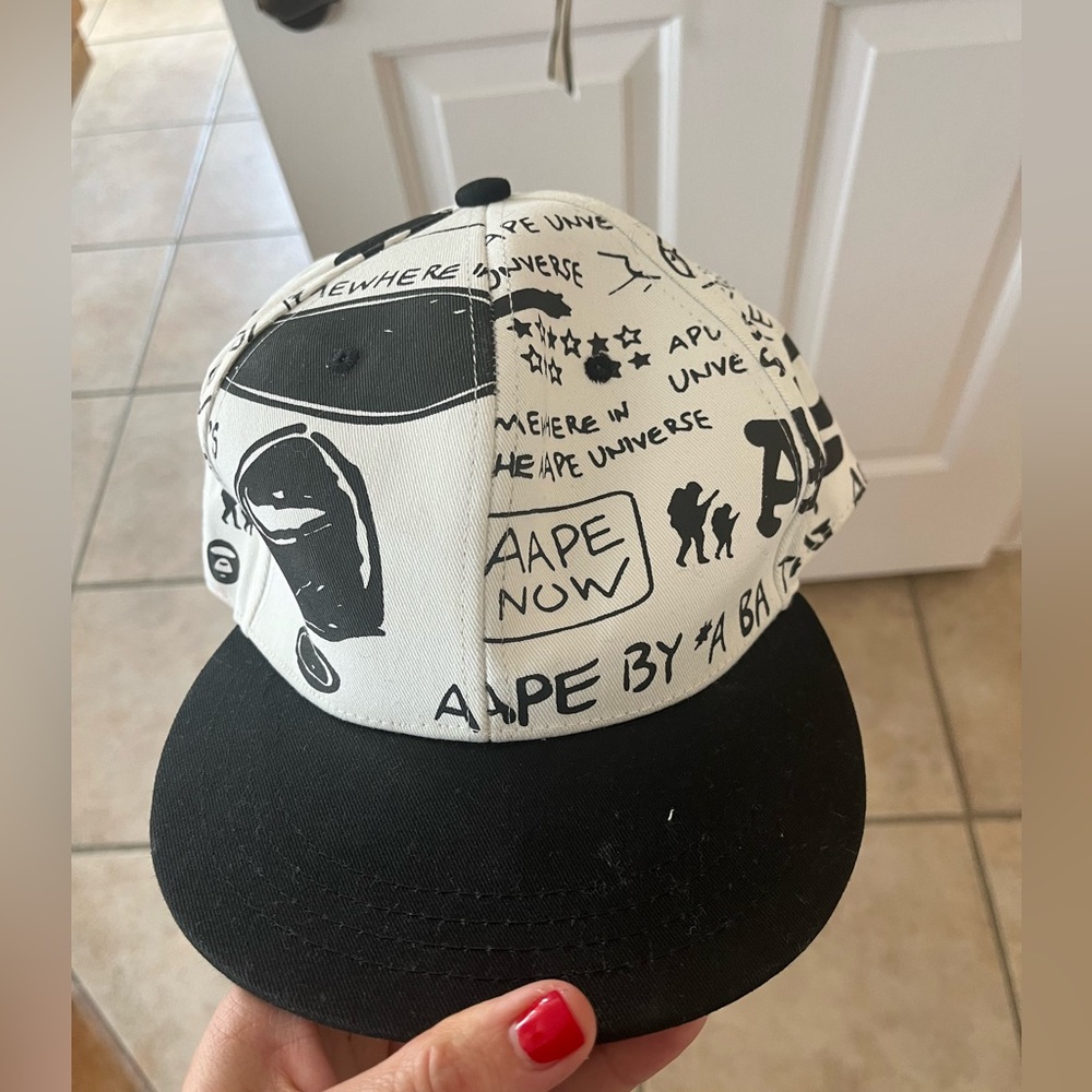 Hat AAPE by a bathing ape hat black and white adjustable